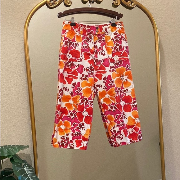 New York & Conpany Vibrant Floral Cropped Pants Size 12 - Picture 2 of 6